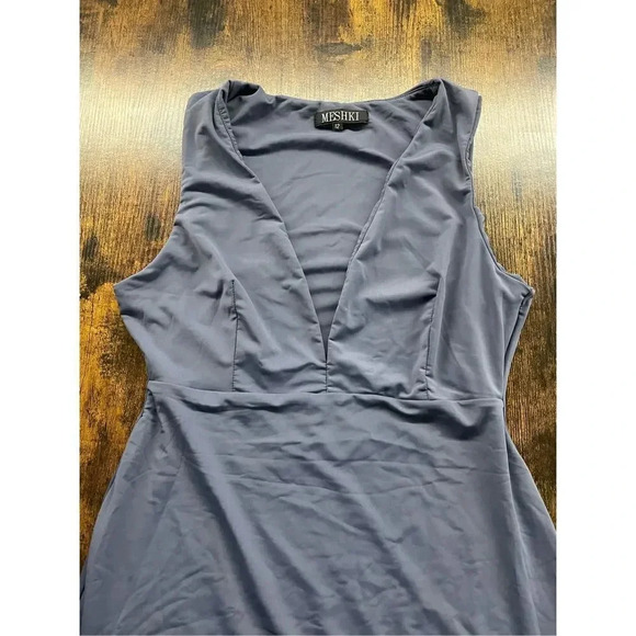 Meshki blue deep V midi dress Size 12 - Picture 3 of 11